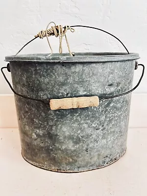 Rare Galvanized Metal Bait Bucket Vintage Minnow Pail Decoration Fishing Fish • $13.95