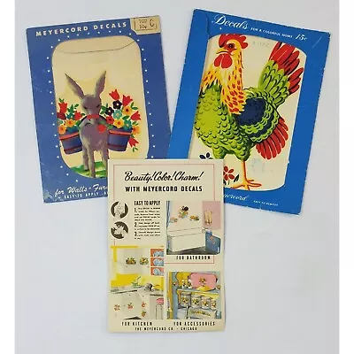 MeyerCord Decals Vintage Rooster Donkey Just Use Water For Furniture Appliances • $10.99