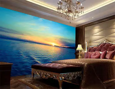 Sunset Sunrise Blue Sea Full Wall Mural Photo Wallpaper Print Kids Home 3D Decal • $21.20