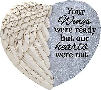 Angel Wing Heart Shaped Memorial Stepping Stone Sympathy & Remembrance Gift • $16.90