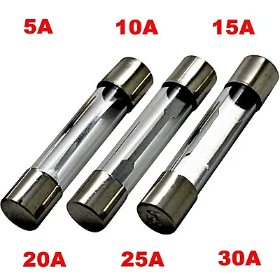 10x Glass Fuse 6x30mm Fine Fuse Glass 5A 10A 15A 20A 25A 30A 40A • $4.36