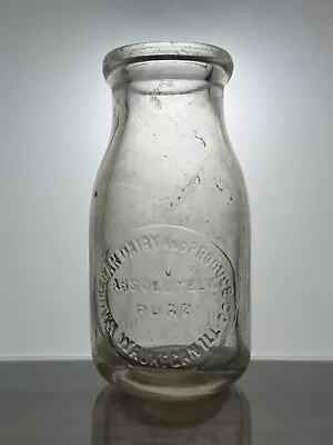 Waukegan Dairy Products Waukegan Illinois Half Pint Milk Bottle • $1