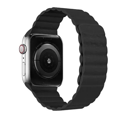 $17.99 • Buy Leather Magnetic Loop Apple Watch Band Replacement IWatch Series 7 SE 6 5 4 3 2 