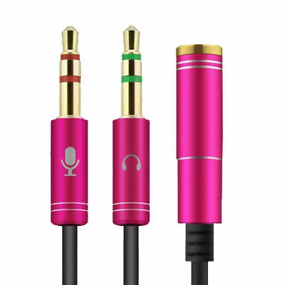 £2.99 • Buy 3.5mm Headphone Microphone Jack Splitter Cable 4 Pole Mic Adapter Male Lead Red