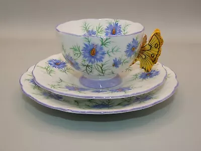 Rare 1930's Aynsley Blue Cornflower Trio - Butterfly Handle Cup Saucer Plate #1 • £349.95