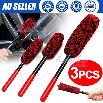 3X Car Wheel Rim Cleaning Kit Woolies Super Plush Soft Alloy Wheel Clean Brushes • $19.85