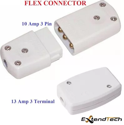 10Amp/13Amp In-Line Connector Flex Box Cable Wire Joiner UK Mains Plug CE • £3.40