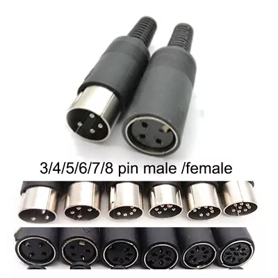 3/4pin 5pin 6pin 7pin 8 Pin DIN Male Female Plug Socket Jack Solder D Connector • £1.67