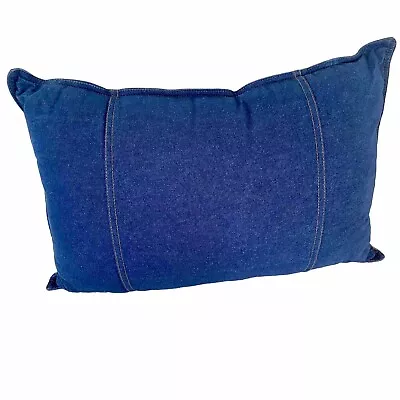 Denim Blue Jean Bed Couch Throw Pillow Reversible Rustic Country Lumbar 21” • $22.50