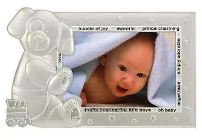 New MALDEN Baby Boy 2-Tone Silver Puppy Picture Frame 5334-35  • $10