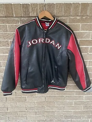 Vintage JORDAN 23 Faux Leather Varsity Jacket Rare Youth L Fits Like Adult Small • $119