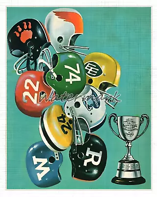 Vintage 1950's CFL Helmets REPRINT Poster Artwork Color 8 X 10 Photo Picture • $9.09