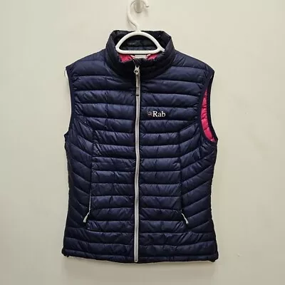 RAB Womens Microlight Down Puffer Spring Vest Gilet Pertex Nikwax Navy UK 10 • £69.99