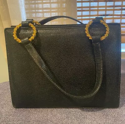 RARE Vintage Don Lester Leather Handbag Black Leather  • $34