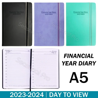 $17.95 • Buy 2023 2024 Financial Year Diary Day To View A5 Hard Cover With Elastic Band DTV