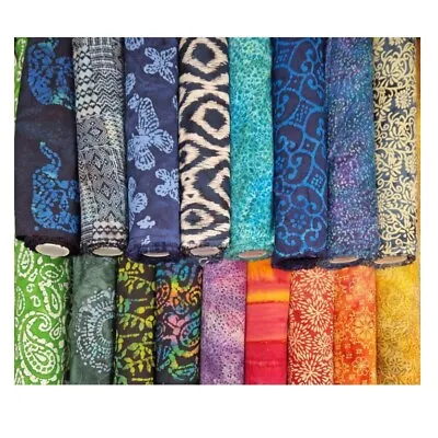 Batik Fabric Bright Hand-Dyed Cotton Multicolour Summer Dressmaking Material • £8.15