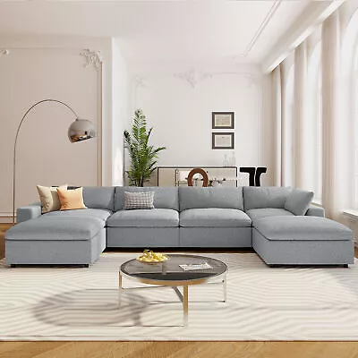 Modern Oversize U Shape 6-Seater Down Filled Upholstered Sectional Sofa Set • $1492.99