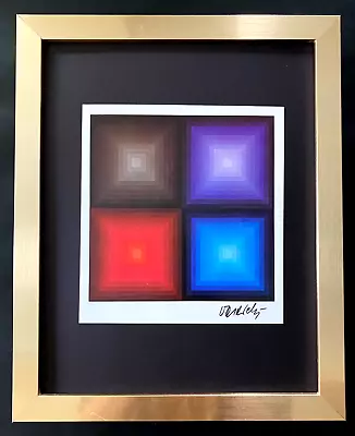 VICTOR VASARELY  PRINT FROM 1970 + SIGNED GEOMETRIC ABSTRACT +NEW FRAME 14x11in! • $149