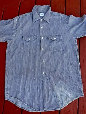 VTG  1960’s LEE Hickory Stripe Sanforized Button Down Long Sleeves Distressed • $105