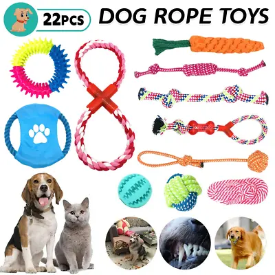 $39.59 • Buy 11/22PC Dog Braided Rope Toys Pet Puppy Chew Bite Toys Tough Cotton Clean Teeth