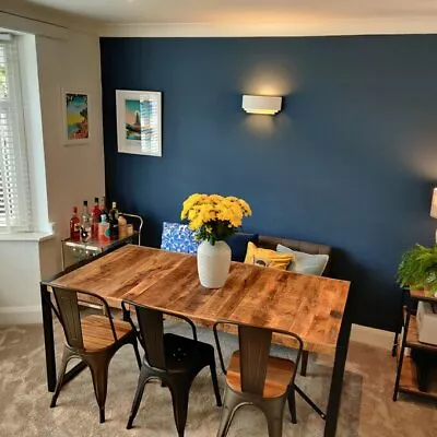 £195.36 • Buy Dining Table 140x70 Cm Solid Mango Wood Industrial Style Kitchen Dinner Table 
