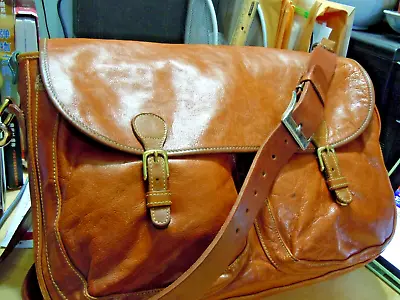 Vintage Brahmin Leather Briefcase Messanger Bag   LapTop Saddle Brown • $99