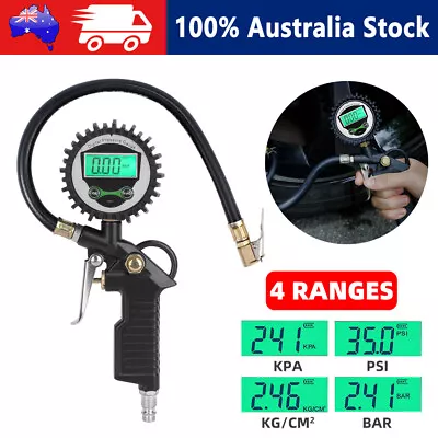 LCD Digital Tyre Pressure Gauge Inflator Cars Motobike Truck Air Tester Hose • $18.39