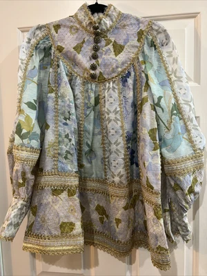 $280 • Buy Zimmermann Rhythm Spliced Trim Blouse Size 1