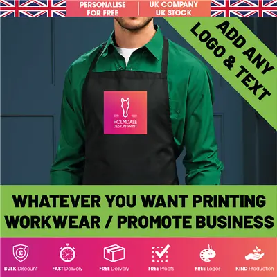 Personalised Custom Printed Apron. Baking Chef Cooking Logo Text. Business • £12.95