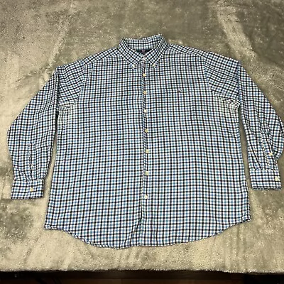 Vineyard Vines Shirt Mens 2XL Blue Plaid Slim Fit Tucker STAIN • $4.97