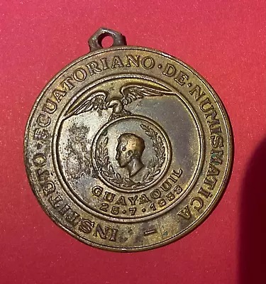 Ecuador 1958  Medal  I Exposicion Iberoamericana Numismatica Barcelona   Xf-au. • $54.50