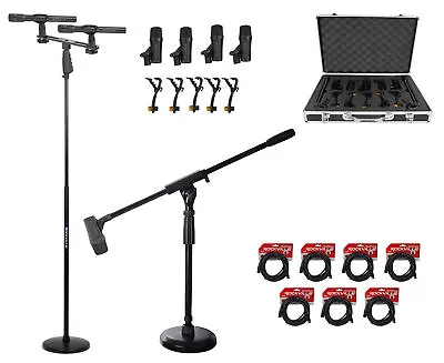 Rockville PRO-D7 KIT 7 Drum Mics W/Kick+Snare+Pencil Microphones+Stands+Cables • $271.64