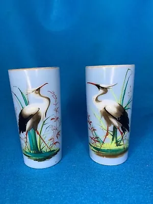 Victorian Bristol Glass Bud Vases - Storks Mt. Washington Smith Bros • $18.27