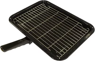 Small Single Handle Enamelled Grill Pan & Rack For Zanussi Oven Cooker • £20.99