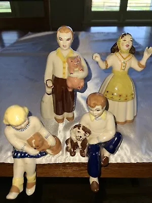 Rare 1940's Vintage Ceramic Arts Studio Family 6  Man Woman 4  Shelf Sitter Kids • $60