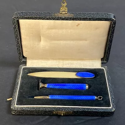 Vintage Art Deco 800 Silver Guilloche ￼writing Set Pen Letter Opener Wax Seal • $250