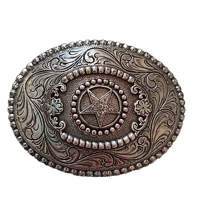 NOCONA Star Engraved Design Oval Belt Buckle 4  Wide X 3  Tall • $14.99