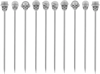 YES Time Skull Cocktail Picks Martini Reusable Olive Antique Silver  • $27.04