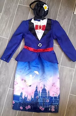 NEW Disney MARY POPPINS Girl's Kid's Fancy Dress Cosplay Costume Ages 5-6 / 7-8 • £10.99