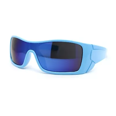 Mens 90s Futuristic Wrap Around Sport Rectangular Shield Plastic Sunglasses • $14.95