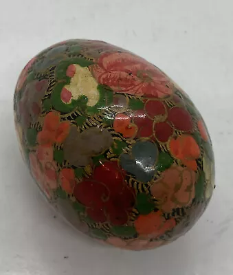 Vintage 1970s Kashmir Papier-mâché Mache Lacquered Easter Egg Art Decor India 1 • $13.22