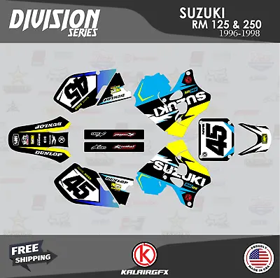 Graphics Kit For SUZUKI RM 125 RM 250 1996 1997 1998 DIVISION-Cyan • $82.99