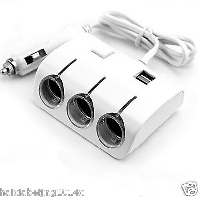 1X Car Dual USB 3 Way Port Cigar Lighter Charger Socket Adapter For Phone Tablet • $12.05