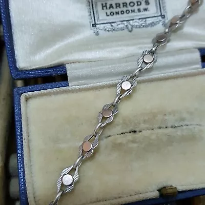 Vintage 925 Sterling Silver Bracelet Retro Bracelet Rose Gold Details  • $47.23