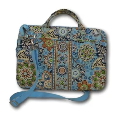 VERA BRADLEY Blue Floral Paisley Hardshell Padded Laptop Case W Strap • $30.15