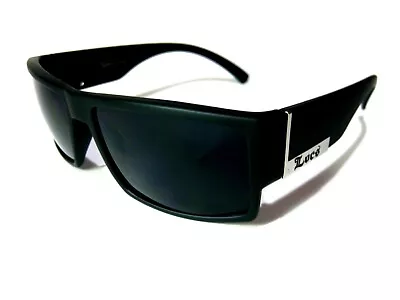 Locs Men's Flat Top Dark Lens Sunglasses Black Silver Frame • $9.99