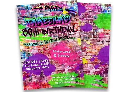 Girls Graffiti Birthday Invitations Princess  4x6   Baby Shower W/ Envelopes • £48.21