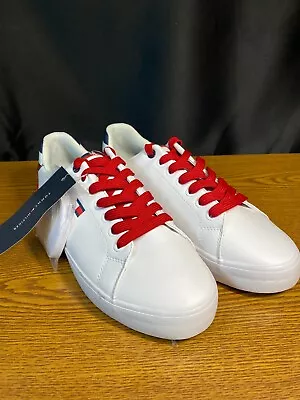 Tommy Hilfiger TMREZZ Womens White Leather Lace Up Low Top Casual Shoes Size 7 • $33.99