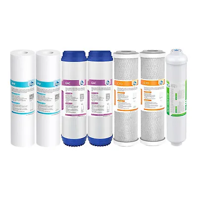 7 Pack 5 Stage Reverse Osmosis System Water Filter Home RO Cartridges 1-Year Set • $26.99