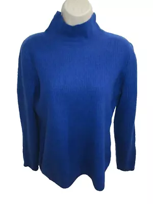 Alex Marie 100% Cashmere Cobalt Blue Ribbed Knit Turtleneck Sweater L May Fit PL • $19.95